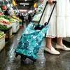 Carrito de compras portátil plegable, carrito pequeño con ruedas, bolsa de compras ecológica, remolque para el hogar, de un solo hombro, impermeable, ligero