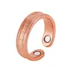 Set Popular Transfronterizo de Pulsera y Anillo Magnéticos, Diseño Floral Retro Europeo y Americano, Acabado Cepillado de Cobre Rojo Antiguo, Joyería de Estilo Vintage para Parejas