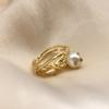 Anillo de lámina de oro perlado para mujer, moda ins, alta gama, estilo frío, nicho de diseñador, estilo japonés, lujo ligero, moda, anillo para el dedo índice