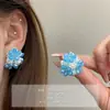 Moda Geométrica Azul Real Celebridad de Internet Pendientes de Moda Coreanos de Moda para Mujer Pendientes de Lujo Ligero de Gama Alta Venta al por Mayor