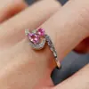 Anillo de zafiro rosa natural transfronterizo, accesorio para mujer, joyería de nicho de alta gama en plata 925, joyería de lujo 3*5, venta directa de fábrica