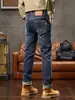 Roupa Masculina Fengshe / Jeans da Moda Versátil Elástico para Homens Altos, Tendência Nova Primavera e Outono, Corte Reto Slim Fit