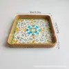 Bandeja de Almacenamiento Cuadrada de Concha de Ratán para Uso Doméstico en la Sala de Estar, Bandeja de Lujo Ligero para Snacks de Picnic con Frutos Secos y Uso en Restaurante