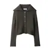 Ropa de Mujer al por Mayor Transfronteriza Estilo Europeo y Americano Chaqueta de Punto con Botones acanalada Cardigan de Punto Elegante que estiliza 6771127