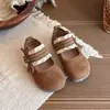 Falda con encaje doblado nuevo estilo zapatos individuales para niños zapatos de princesa para niña zapatos pequeños de cuero suela suave para bebé zapatos de primavera y otoño 2026