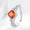 Anillo de Cubo de Azúcar Cortado Flor de Hielo de Piedra Preciosa Colorida Más Vendido en Transmisión en Vivo, Diamante de Alto Carbono Súper Brillante, Chapado en Oro Real, Anillo Versátil de Moda Personalizado
