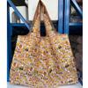 Bolsa de Compras Plegable para Supermercado Tela Floral Portátil Poliéster Bolsa de Almacenamiento Portátil Gran Capacidad Rectangular Engrosada Venta al por Mayor