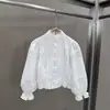 Camisa top de alta qualidade, temperamento elegante, estilo coreano, bordado simples de renda vazada, novidade da primavera de 2026, estilo europeu e americano transfronteiriço