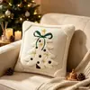 Navidad Nuevo Lazo Funda de Cojín para Árbol de Navidad Proceso de Bordado Acolchado Funda de Cojín Cojín de Felpa Fabricante Venta al por Mayor