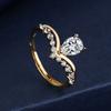 Corona simple y elegante para mujer estilo coreano, anillo para mujer con diseño de boca abierta con circonio micro incrustado moderno, chapado en oro de 18 quilates, venta directa