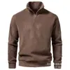 Sudadera Casual para Hombre con Media Cremallera y Cuello Alto, Color Sólido, Forro Polar, Gruesa, Corte Holgado, Jersey, Chaqueta Casual