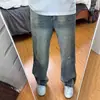 Calça jeans reta rasgada estilo retrô americano para homens, calça comprida de outono, lavada, versátil, corte solto, modeladora, com efeito empilhado e estilo vintage desgastado