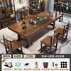 Juego Grande de Mesa de Té y Sillas de Madera Maciza, Una Mesa y Cinco Sillas, Mesa de Té de Nuevo Estilo Chino para Oficina y Uso Doméstico, Estación Integrada para Preparar Té