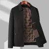 Chaqueta de lana de doble cara para hombre, estilo corto, business casual, con forro extraíble, adecuada para padres de mediana edad