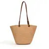 Nova Bolsa de Palha Trançada Estilo Balde para Mulheres 2026, Bolsa de Mão e Bolsa Transversal Versátil de Verão, Bolsa Cesta de Rattan Estilo Ins