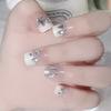 Salão de Unhas Novas Unhas Postiças Diamante Leitoso Deslumbrante Borda Branca Francesa Pontas de Unha Falsa Estrela Branca Leitosa