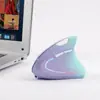 Pulseira Colorida Gradiente Mouse Vertical Bluetooth+2.4G Modo Duplo RGB Brilhante Ergonômico Recarregável