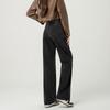 Jeans holgados de pierna ancha con corte entallado para mujer, color negro y gris, de talle alto y corte recto, 2024