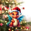 Colgante decorativo de elfo dinosaurio para árbol de Navidad nuevo transfronterizo, plano acrílico, decoración navideña para el hogar, regalo