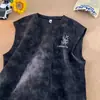 Camiseta sem mangas estilo americano para homens, marca da moda, top de verão simples com corte de manga larga nos ombros, regata esportiva solta para usar por cima