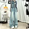 Jeans retro azul claro estilo Hong Kong, soltinho, para mulheres, novo modelo outono 2026, cintura alta, perna larga, que criam um efeito emagrecedor