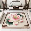 Nueva Alfombra de Loto Estilo Chino, Alfombrilla Cuadrada de Terciopelo de Cristal para Piso, Absorbente de Agua, Antideslizante, Fácil de Cuidar y Fácil de Limpiar