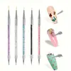 5 Peças caneta aplicadora de ponta dupla caneta de desenho ponta para pérolas ponta para flores haste de acrílico pincel para unhas conjunto ferramentas para unhas