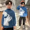 Ropa Nueva de Otoño e Invierno para Niños Suéter de Dibujos Animados de Cuello Medio para Niños Mayores Cálido de Terciopelo de Visón Sintético Venta al por Mayor Transfronteriza Moderno
