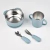 Nova Copo Infantil Dois em Um de Aço Inoxidável e Silicone de Grau Alimentício, Copo de Beber Desmontável Antiescaldante para Jardim de Infância