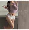 Ropa interior de mucama de seda de hielo estilo japonés para mujer, sexy encaje, deseo puro, delgada con volantes, calzoncillos cómodos para mujer