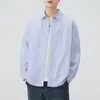 Ropa de Hombre Shanggu Primavera Japonesa Retro Ropa de Trabajo Camisa de Hombre Versátil Holgada Casual Rayas Estilo Americano Camisa