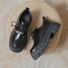Zapatos Pequeños de Cuero Genuino con Plataforma Interior de Suela Gruesa para Mujer Estilo Británico 2024 Nuevos Mocasines con Cordones Hebilla de Cierre Zapatos Populares