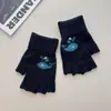 Luvas de Meio Dedo Quentes e Grossas de Inverno Padrão de Baleia Fofo de Desenho Animado Japonês Luvas de Lã Tricotadas com Forro de Fleece para Tela de Toque