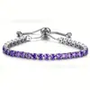 Pulsera de Cadena con Garras de Pedrería Popular Europea y Americana para Mujer, Simple 3mm de una Sola Fila Ajustable, Joyería de Moda Transfronteriza