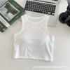 Camisola corta en forma de I para mujer, ropa interior con almohadilla para el pecho, estilo coreano, sin mangas, novedad de verano