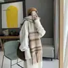 Bufanda de Invierno para Mujer, Chal Versátil, Doble Uso, con Borlas, Cuadros, Doble Cara, Estilo Coreano, Engrosada, Cálida, Imitación Cachemira, Bufanda Larga