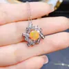 Venta al por mayor de fábrica Popular Colgante de Ópalo de Fuego Natural Plata S925 Incrustado Piedra Principal 7*7 Joyería de Lujo Venta Directa de Fábrica