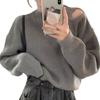Suéter de Punto Abierto Hombros Estilo Coreano Estilo Perezoso Manga Larga Suéter Distintivo para Mujer Tendencia Cacey Máquina Diseño Hueco Superior para Otoño e Invierno