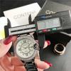 Reloj Marca Comercio Exterior Esfera de Nácar Incrustaciones de Diamante Reloj de Mujer Correa de Acero Reloj de Cuarzo de Negocios Calendario Reloj de Aleación Esfera Grande