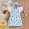 Ropa Infantil Transfronteriza Europea y Americana Primavera y Verano Nuevo Traje de Vestido para Bebé de Mujer Top de Manga Volante con Falda de Hilo Traje de Bebé