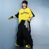 Ropa Moderna de Street Dance para Niños, Pantalones de Pierna Ancha Holgados de Manga Corta a la Moda, Ropa Genial para Actuaciones para Niños, Conjuntos Hiphop de Verano