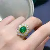 Anillo de Ópalo Verde Natural Colorido con Piedra Principal de 8x10 mm Plata S925 Incrustación Fina Venta Caliente Transfronteriza Venta Directa de Fábrica
