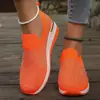 Zapatos casuales transfronterizos de tacón de cuña para mujer de talla grande, nueva colección primavera/verano 2026, con adornos brillantes y punta redonda, con parte superior de punto