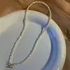 Acessórios de Colar de Pérolas Naturais de Água Doce Barrocas para Mulheres, Corrente Irregular para Clavícula com Pérolas Pequenas em Forma de Arroz, Joia de Corrente para Pescoço de Alta Qualidade