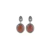 Yilu Pendientes de Plata de Ley S925 con Ágata Roja del Sur Estilo Chino Nuevo Retro Patrón de Hierba Tang Carácter Fu Geométricos Superficie de Huevo Pendientes de Plata