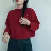 Suéter corto grueso para mujer, nuevo estilo otoño e invierno, holgado, casual, moderno, elegante, tejido grueso, top de punto de color caramelo