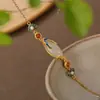 Pulseira Artesanal em Cloisonné de Jade Hetian Natural Prata Esterlina S925 Banhada a Ouro Ruyi Xiangyun Pulseira Vermelha do Sul para Mulheres