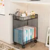 Estante de Almacenamiento de Libros Debajo del Escritorio, Estante de Almacenamiento de Especias en Niveles al Lado del Escritorio, Carrito Móvil de Piso para Dormitorio y Oficina