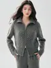 ¡Tejido de punto trenzado retro! Nuevo cárdigan de cachemira otoño/invierno para mujer, con cuello de solapa, prenda exterior de cachemira y patrón de onda de punto trenzado con cremallera.
