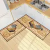 Alfombrilla de Suelo Estilo Country Americano Transfronteriza Granja Rústica Gallo de Granja Cocina Juego de Dos Piezas Alfombrilla Larga Absorbente y Resistente a las Manchas para Uso Doméstico